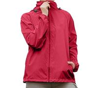 Generisch Chubasquero para mujer, resistente al agua, transpirable, cortavientos, chaqueta para exteriores, con capucha, monocolor, cremallera completa, chaqueta ligera, chaqueta cortavientos