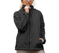 Generisch Chubasquero para mujer, resistente al agua, transpirable, cortavientos, chaqueta para exteriores, con capucha, monocolor, cremallera completa, chaqueta ligera, chaqueta cortavientos