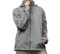 Generisch Chubasquero para mujer, resistente al agua, transpirable, cortavientos, chaqueta para exteriores, con capucha, monocolor, cremallera completa, chaqueta ligera, chaqueta cortavientos