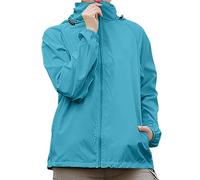 Generisch Chubasquero para mujer, resistente al agua, transpirable, cortavientos, chaqueta para exteriores, con capucha, monocolor, cremallera completa, chaqueta ligera, chaqueta cortavientos