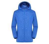 Generisch Chubasquero para mujer y hombre, resistente al agua, protección solar, ligero, plegable, chubasquero con capucha, chaqueta de verano, cortavientos, monocolor, portátil, para exteriores