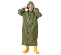 Generisch Chubasquero para niños con mochila escolar niños niñas estudiantes niños color sólido impermeable largo, Verde oscuro., 10-12 años