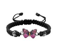 Generisch Cierre Pulsera Mariposa Pulseras para Adolescentes, Cordón Ajustable, Pulseras de Mariposa para Mujeres, Linda Mariposa Charm Pulseras Pulseras Pulsera Pulsera de Cuero Conjunto de Pareja,