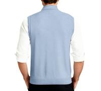 Generisch Clásico chaleco de punto con tira de botones sin mangas para ocio, negocios, ropa de exterior, azul claro, XXL