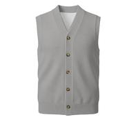 Generisch Clásico chaleco de punto con tira de botones sin mangas para ocio, negocios, ropa de exterior, gris, 4XL