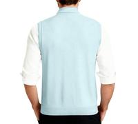 Generisch Clásico chaleco de punto con tira de botones sin mangas para ocio, negocios, ropa de exterior, azul celeste, 3XL