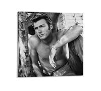 Generisch Clint Eastwood Póster de estrella de la película Lienzo Habitación Hermosa Pared Impresiones Artísticas Hogar Decoración Moderna 24 x 24 Pulgadas (60 x 60 cm)