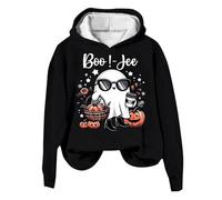 Generisch Club Party Karneval Halloween Kostüm Gothic Punk Vendage Casual Pullover Langarm Relaxed Fit Sweatshirts Damen Halloween Gothic Skelett Hoodie Crop Top, Sudaderas con capucha B1-negro, XL