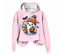 Generisch Club Party Karneval Halloween Kostüm Gothic Punk Vendage Casual Pullover Langarm Relaxed Fit Sweatshirts Damen Halloween Gothic Skelett Hoodie Crop Top, Sudaderas con capucha B3-rosa, M