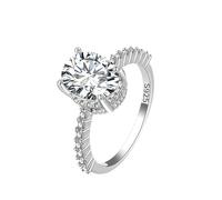 Generisch Cofre anillos de boda Moissanite Deluxe Round Wedding Ring Zircon Ring For Women And Girls Fashion Simple Zircon Ring Simple Personality Zircon Crown Ring Anillos Mujer Azul, A, Plata, Sin
