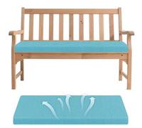 Generisch Cojín para banco, cojín extraíble para bancos, con suela antideslizante y correas para interior y exterior, para alféizar de ventana, sofá, banco, cojín para asiento de jardín, azul, 200 x