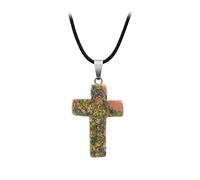 Generisch Collar de cruz de piedra natural colgante patrón de color collar de cristal áspero cruz celta colgante, Piedra, Sin gemas