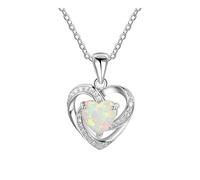 Generisch Collar de mano con colgante de corazón de ópalo con personalidad, collar colgante para niña, joyería para mujer, colgante de ámbar verde, Metal, Sin piedra preciosa