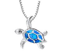 Generisch Collar de tortuga marina ópalo colgante collar collar joyería playa hecha a mano vida marina accesorio colgante ámbar plata 925, metal, Sin gemas