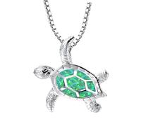 Generisch Collar de tortuga marina ópalo colgante collar collar joyería playa hecha a mano vida marina accesorio colgante ámbar plata 925, metal, Sin gemas