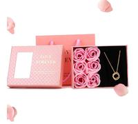 Generisch Collar para mujer, caja de regalo de rosas, rosas conservadas, paquete de regalo, romántico día de San Valentín, rituales, set de regalo para mujeres, regalos para mujeres, Mittel, Metal