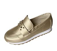 Generisch Color sólido Decoración Metal Cómodo Plano Casual Zapatos Deportivos Zapatos Mujer Talla 41, dorado, 37 EU