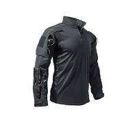 Generisch Combat Shirt - Camiseta táctica militar para hombre, con cremallera 1/4, jersey de manga larga, tejido transpirable con bolsillos, ajuste cómodo para camisa ripstop al aire libre