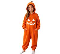 Generisch Combinaison à imprimé citrouille ludique pour filles - confortable avec un joli motif d'Halloween pour, naranja, 13-14 años