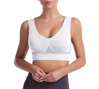 Generisch Como Hot Cakes Deportes Huecos Deportes Transpirables Cómodo Inalámbrico Mujeres Deportivas Ropa Interior Sujetador, Blanco, XXL