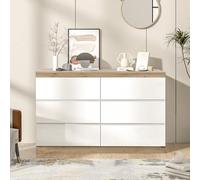 Generisch Cómoda con 6 cajones y taquilla, muebles de almacenamiento para dormitorio y sala de estar, tablero de partículas E1 decoración de roble blanco, solución de almacenamiento estable