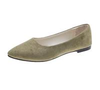 Generisch Cómodas bailarinas para mujer con puntera cuadrada para momentos relajados del día a día, elegantes actividades de ocio en un elegante diseño slip-on, Verde militar., 43 EU