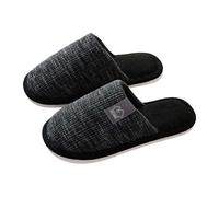 Generisch Cómodas pantuflas para hombre para interiores y exteriores, cálidas y informales, para relajarse, suaves, antideslizantes, con punta cerrada, ideales para el día a día, Negro , 45 EU