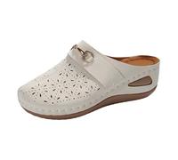 Generisch Cómodas zapatillas de estar por casa para mujer con un diseño elegante para el día a día. Calzado informal para primavera y verano. Fácil de poner en el interior con estilo de cuña., Blanco