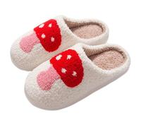 Generisch cómodo hogar lindo dibujos animados fresa modelos invierno zapatillas hombres mujeres pareja modelos piso grueso zapatillas cálidas, rojo, 37 EU