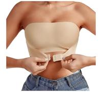 Generisch Cómodo sujetador de mujer con cordones transparentes sin espalda sin espalda sin esponja correas de hombro convertibles para un estilo seductor comodidad, beige, M