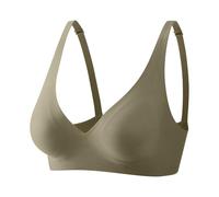 Generisch Cómodo sujetador de mujer para el ocio en el hogar, doble gancho, cuello en V, diseño, color puro, ropa interior sin costuras, se puede usar durante todo el año, verde, XXL