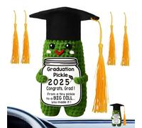 Generisch Compañero de escritorio de ganchillo, pepino hecho a mano con 5 borlas de colores, regalo de graduación de ganchillo, decoración de escritorio con tarjeta de motivación para adolescentes