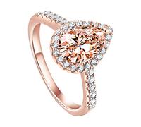 Generisch Compromiso de corte redondo Zircon Mujeres Anillo de Boda Anillos de Joyería para Damas Completa Trilogía, 8, Metal, Sin piedras preciosas