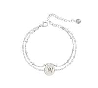 Generisch Con 2 Colores Con Anillos Girls Women Trendy Dainty Gold/Silver Plated Layered Beaded Pulsera Original Disc Monogram Pulseras For Women Girls Valen Con Pareja Pulsera Anillos, talla única