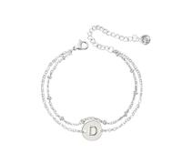 Generisch Con 2 Colores Con Anillos Girls Women Trendy Dainty Gold/Silver Plated Layered Beaded Pulsera Original Disc Monogram Pulseras For Women Girls Valen Con Pareja Pulsera Anillos, talla única
