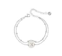 Generisch Con 2 Colores Con Anillos Girls Women Trendy Dainty Gold/Silver Plated Layered Beaded Pulsera Original Disc Monogram Pulseras For Women Girls Valen Con Pareja Pulsera Anillos, talla única