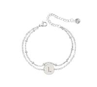 Generisch Con 2 Colores Con Anillos Girls Women Trendy Dainty Gold/Silver Plated Layered Beaded Pulsera Original Disc Monogram Pulseras For Women Girls Valen Con Pareja Pulsera Anillos, talla única