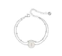 Generisch Con 2 Colores Con Anillos Girls Women Trendy Dainty Gold/Silver Plated Layered Beaded Pulsera Original Disc Monogram Pulseras For Women Girls Valen Con Pareja Pulsera Anillos, talla única
