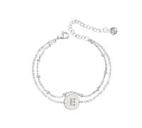Generisch Con 2 Colores Con Anillos Girls Women Trendy Dainty Gold/Silver Plated Layered Beaded Pulsera Original Disc Monogram Pulseras For Women Girls Valen Con Pareja Pulsera Anillos, talla única