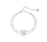 Generisch Con 2 Colores Con Anillos Girls Women Trendy Dainty Gold/Silver Plated Layered Beaded Pulsera Original Disc Monogram Pulseras For Women Girls Valen Con Pareja Pulsera Anillos, talla única