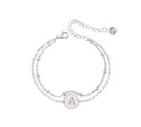 Generisch Con 2 Colores Con Anillos Girls Women Trendy Dainty Gold/Silver Plated Layered Beaded Pulsera Original Disc Monogram Pulseras For Women Girls Valen Con Pareja Pulsera Anillos, talla única