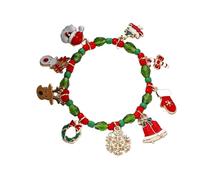 Generisch Con Negro Piedras Clásico Pulsera 4 Anillos Festive Santa Reindeer Snowflake Bell And More Elastic Pulsera Elección Natural Rosa Cuarzo Pulsera, talla única, Cristal artificial
