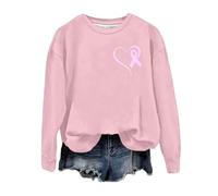 Generisch Conciencia del cáncer de mama Mes Impresión Gráfica Cuello Redondo Sudadera sin Manga Larga Suave Cómoda Parte Superior Uso Diario Invierno, Rosa., S