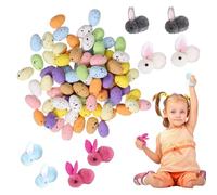 Generisch Conejo de peluche de Pascua, 8 muñecos de conejo pequeños con 24 huevos de Pascua | Peluche de huevos de espuma para la decoración de mesa en primavera, hogar, boda