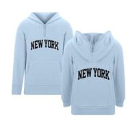 Generisch Conjunto de bebé con capucha y sudaderas con estampado de letras, sudadera con cremallera con bolsillos para actividades de ocio en la escuela al aire libre, suéter fresco bajo 5, azul claro