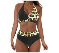 Generisch Conjunto de bikini para mujer con efecto push-up, traje de baño de dos piezas como parte superior de tankini con parte inferior de bikini para vacaciones en la playa, piscina, marrón, XXL