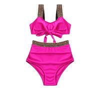 Generisch Conjunto de bikini para mujer con parte superior de cintura media para unas vacaciones perfectas en la playa, Rosa intenso., XL