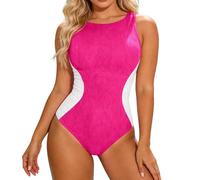 Generisch Conjunto de bikini sexy para mujer, diseño de bloque de color, cinturón de sujeción, copas acolchadas, sin aros, moda de playa, push up, traje de baño, monokini con conflicto de color, mono