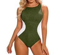 Generisch Conjunto de bikini sexy para mujer, diseño de bloque de color, cinturón de sujeción, copas acolchadas, sin aros, moda de playa, push up, traje de baño, monokini con conflicto de color, mono