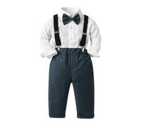 Generisch Conjunto de camiseta de manga larga para niños pequeños con corbata, vestido de fiesta para caballero, gris oscuro, 2-3 años